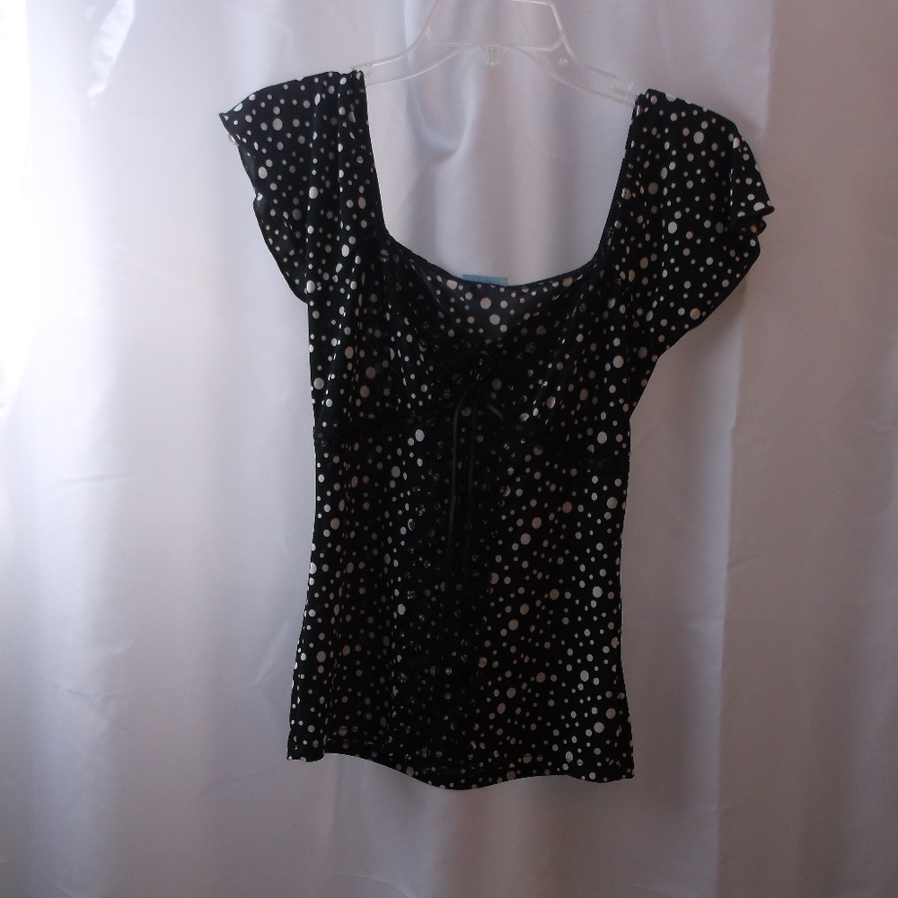 Biko USA Polka Dot Print With Decorative Lace